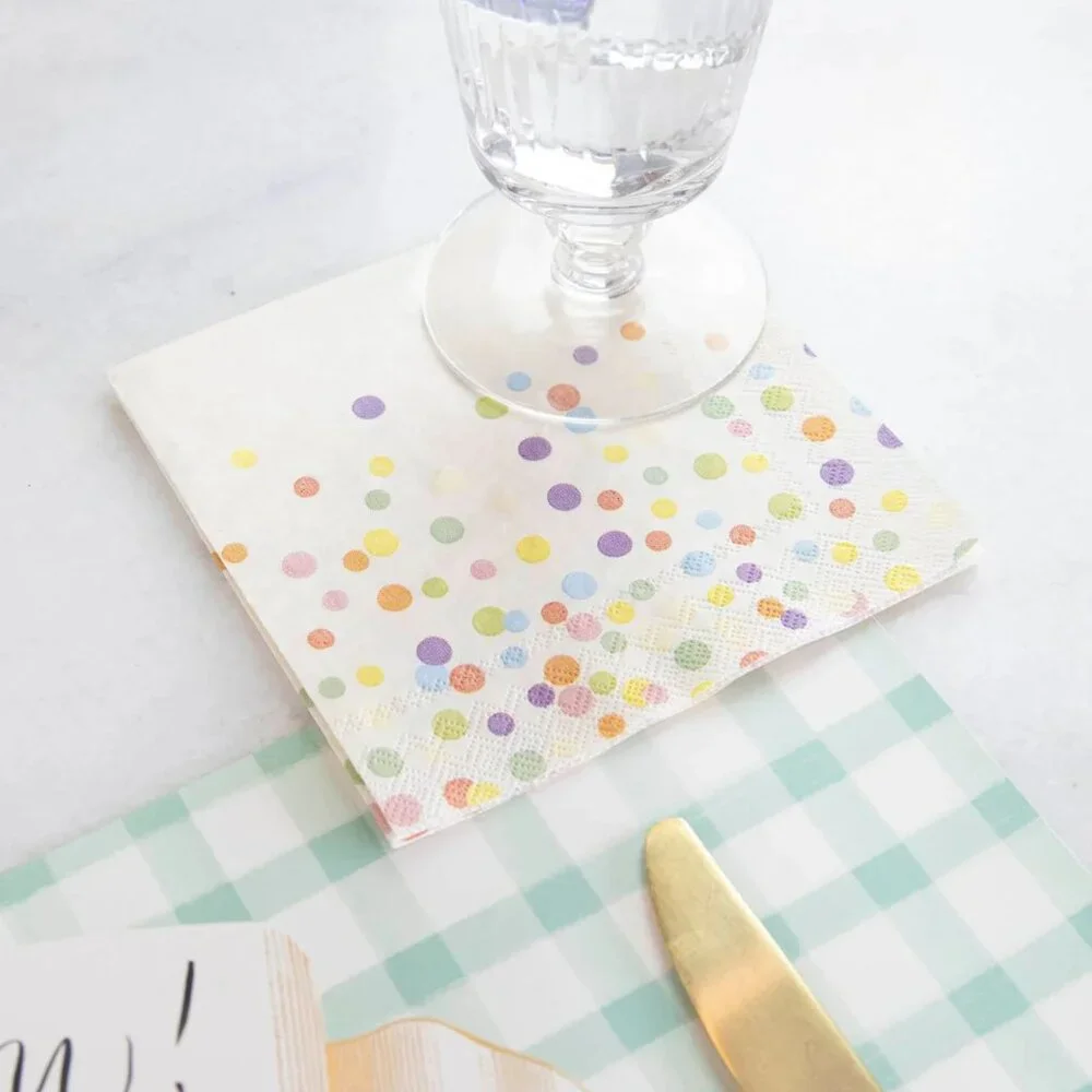 Paper Napkins Confetti Sprinkles 2 packs of 20 /Hester & Cook Ivory & Multicolor